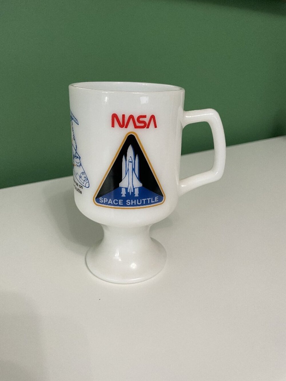 Rare: Vintage 1972-1973 NASA Space Shuttle Milk Glass Mug